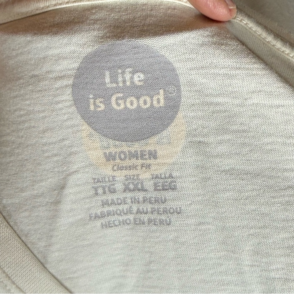 Life Is Good Oatmeal Tee Women’s Size XXL Long Sleeve V Neck - Picture 4 of 9